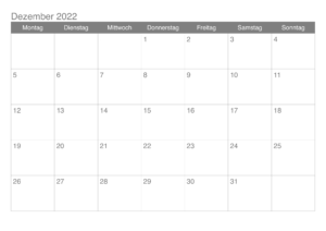 Dezember 2022 Kalender