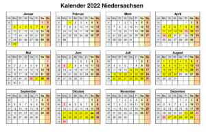 Feiertagen 2022 Niedersachsen
