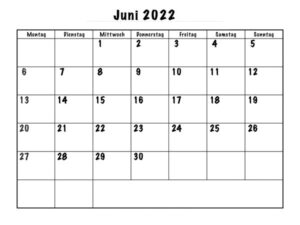 Frei Kalender Juni 2022 Ausdrucken