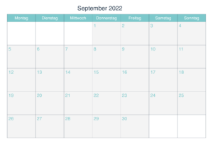 Frei Kalender September 2022 Ausdrucken