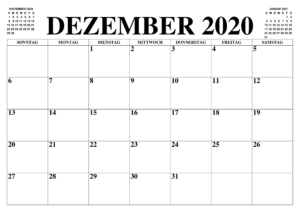Kalender Dezember 2020 Drucken