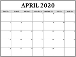 Kalenderblatt April 2020