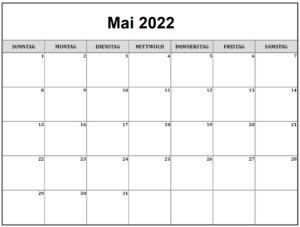 Mai 2022 Kalender Zum Ausdrucken