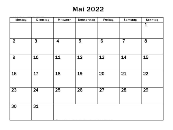 Mai Kalender 2022
