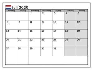 Juli 2020 Kalender