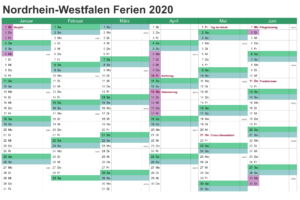 Sommerferien NRW 2020 Excel Word