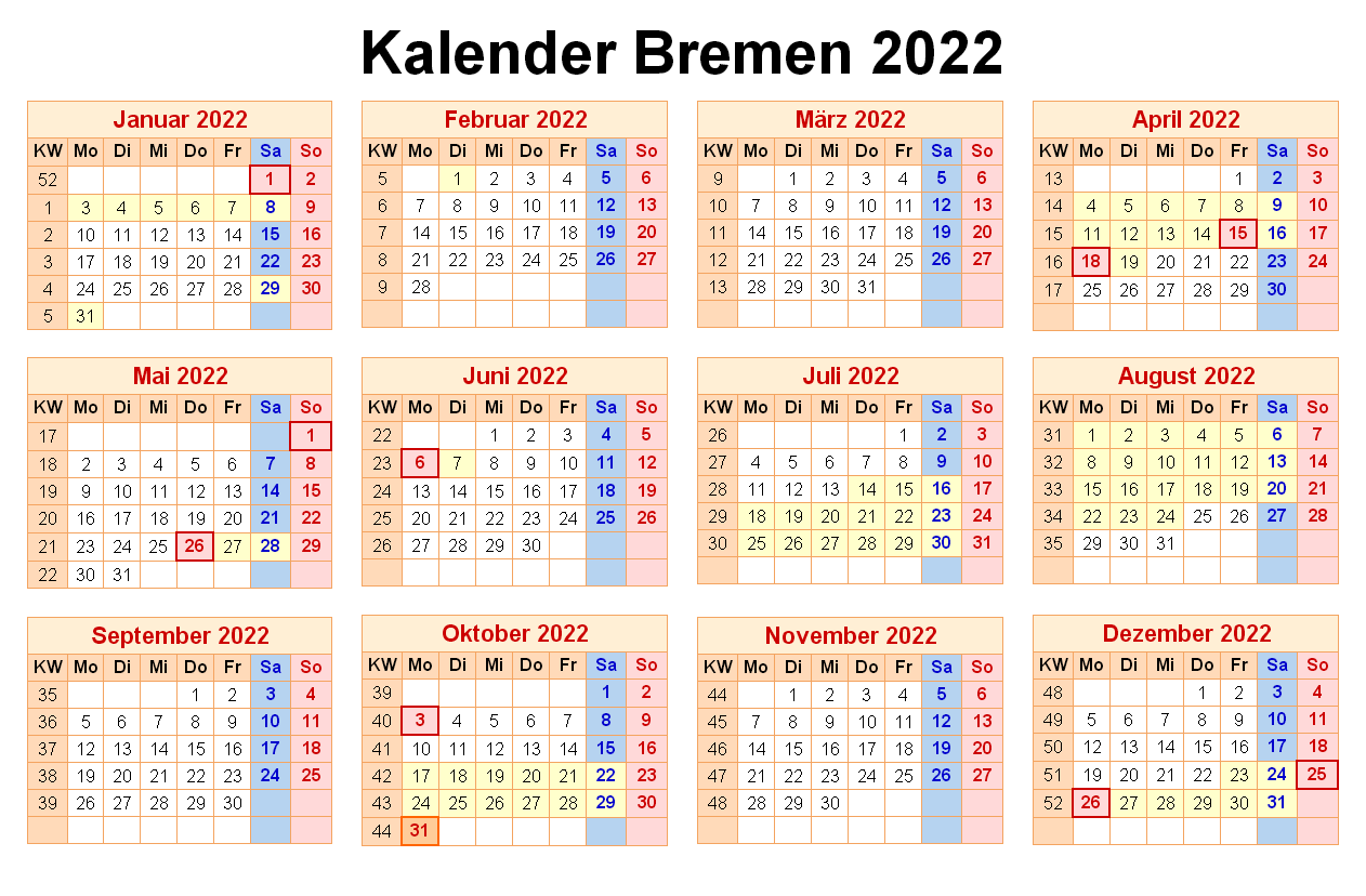Feiertagen 2022 Bremen