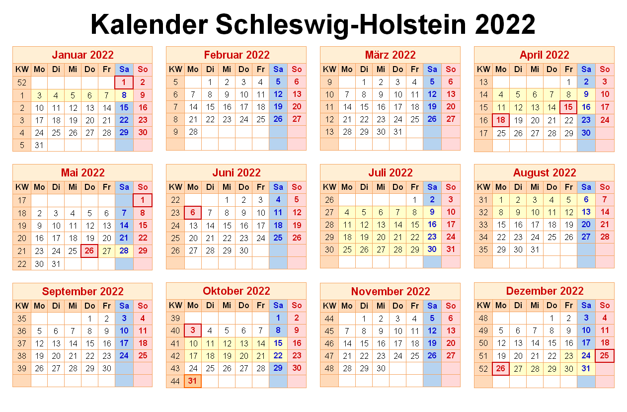 Feiertagen 2022 Schleswig-Holstein