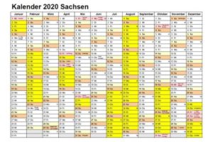 Sommerferien Sachsen 2020 Excel Word