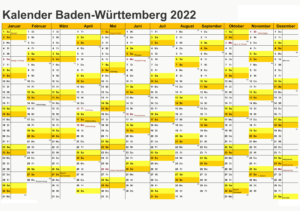 Kalender Baden-Württemberg 2022 Zum Ausdrucken