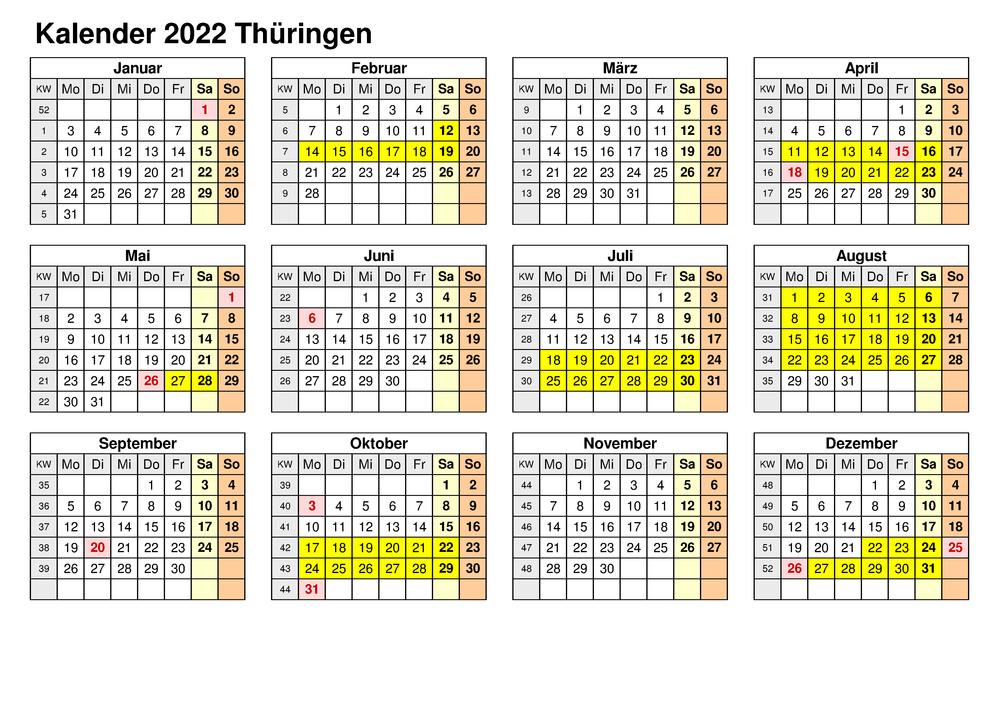 Sommerferien 2022 Thuringia PDF