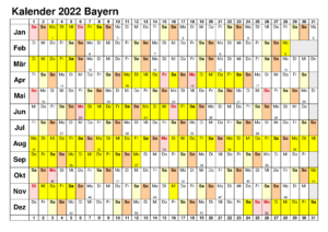 Sommerferien Bavaria 2022 Excel Word