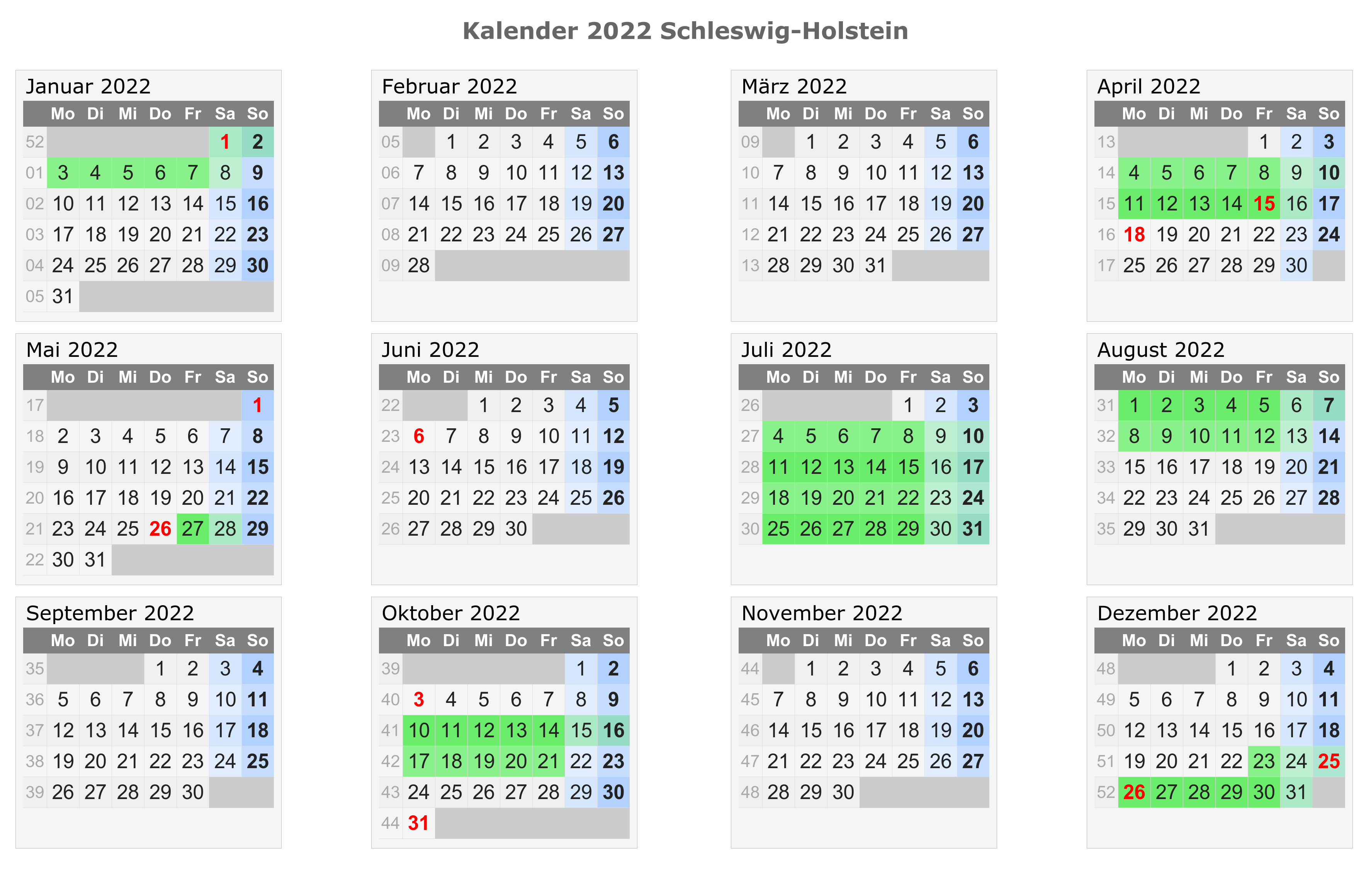 Sommerferien Schleswig-Holstein 2022 Excel Word