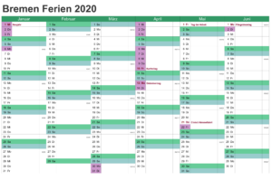 Sommerferien Bremen 2020 Excel Word
