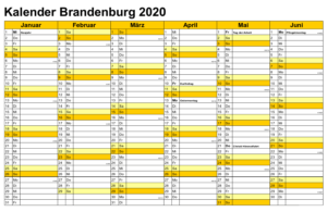 Sommerferien Brandenburg 2020 Excel Word