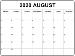 Kalender 2020 August Ausdrucken
