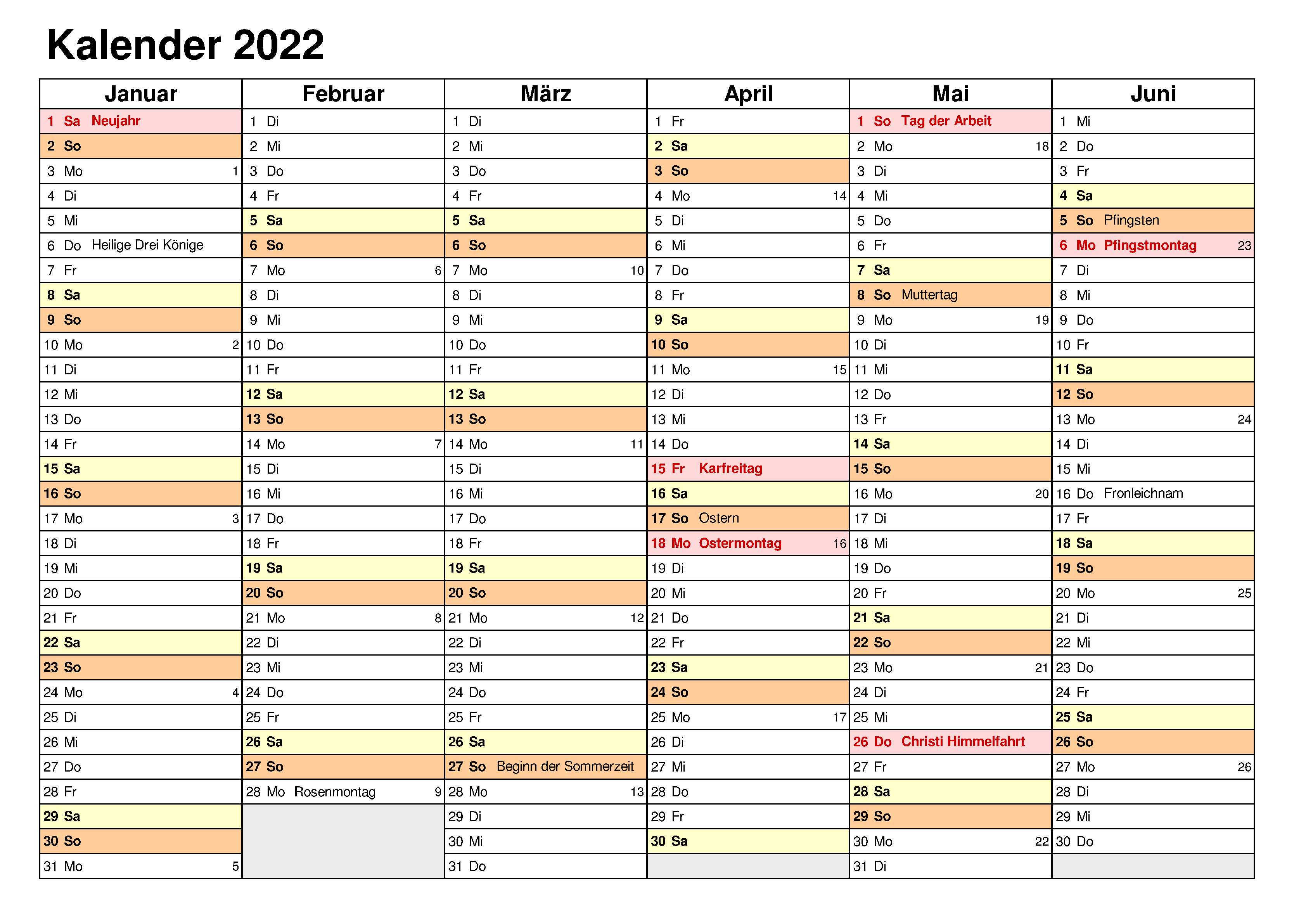 Ferien 2022 Hamburg Kalender PDF