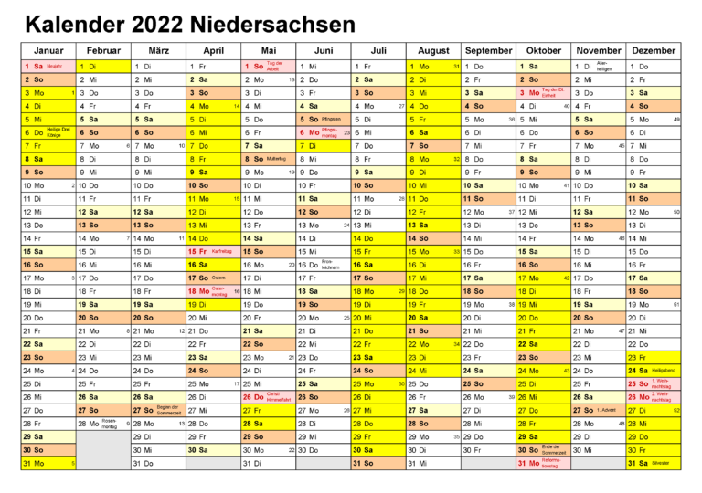 Ferien 2022 NRW Kalender Mit Feiertagen Zum Ausdrucken PDF, Word