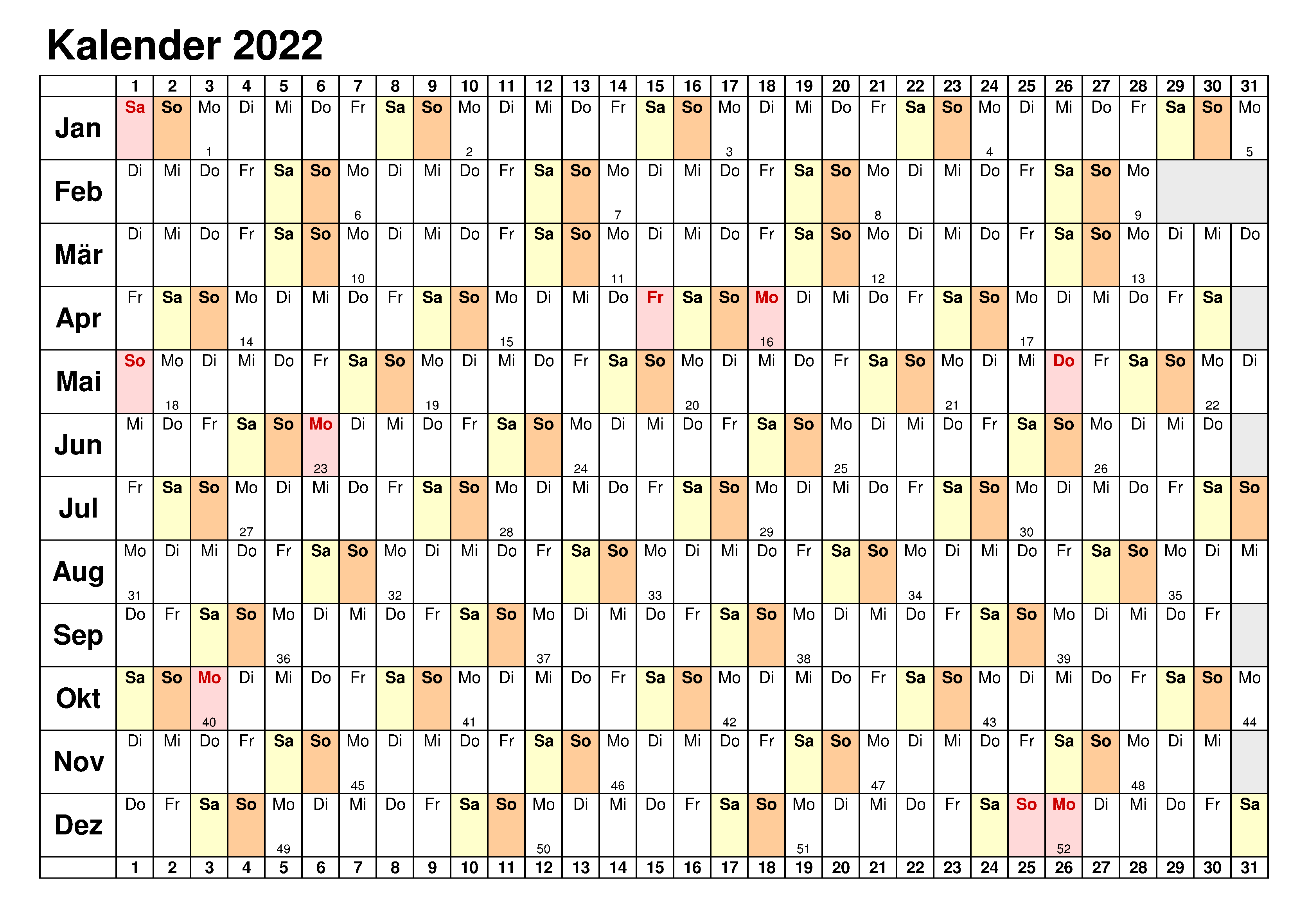 2022 Luxemburg Kalender Mit Feiertagen