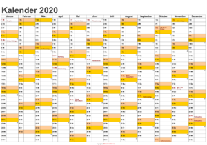Halbjahreskalender 2020 Osterreich