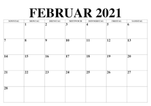 Februar 2021 Kalender