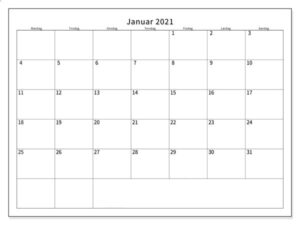 Januar 2021 Kalender