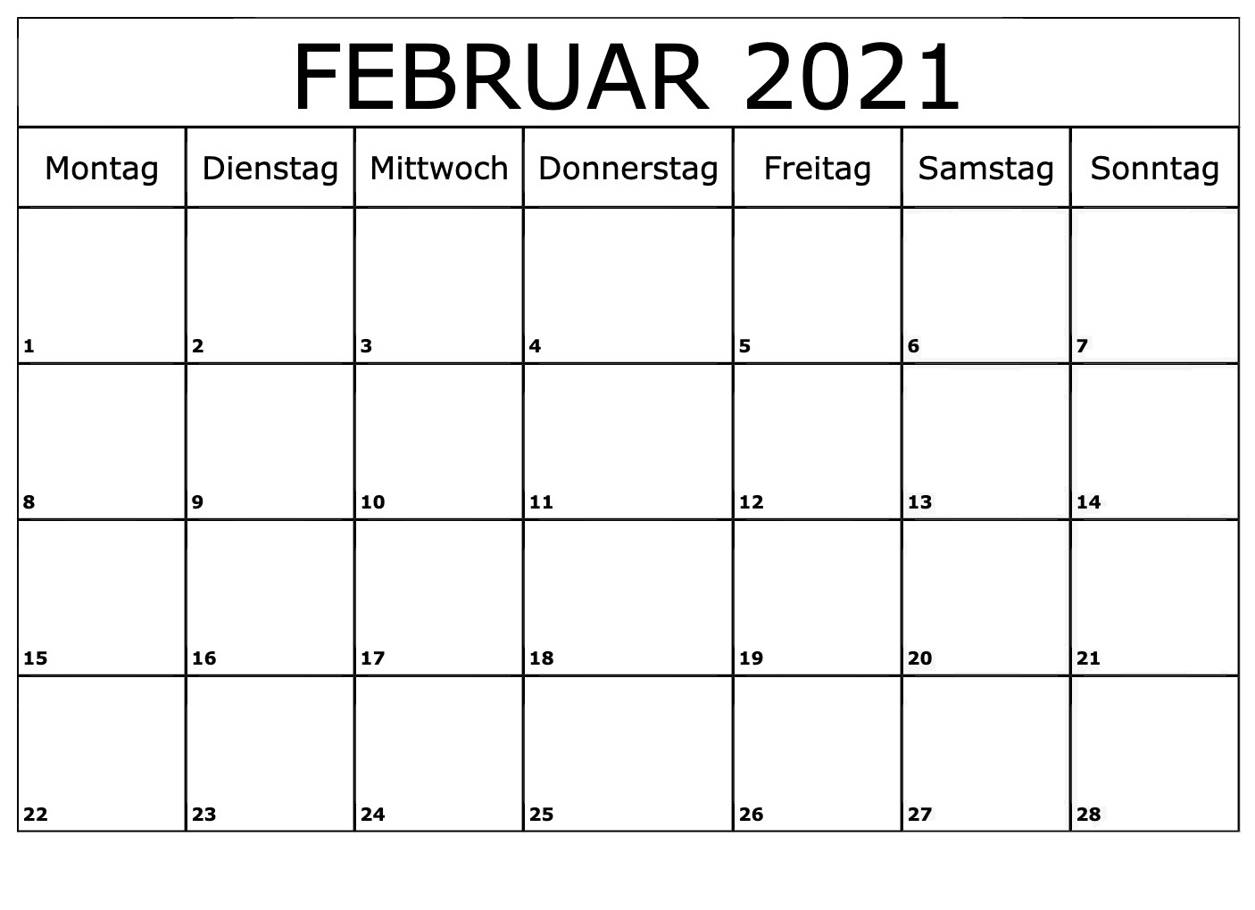 Kalender 2021 Februar Zum Ausdrucken