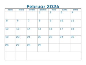 Kalender Februar 2024 Drucken