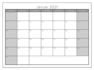 Kalender 2021 Januar