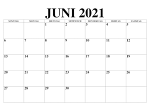 Juni 2021 Kalender