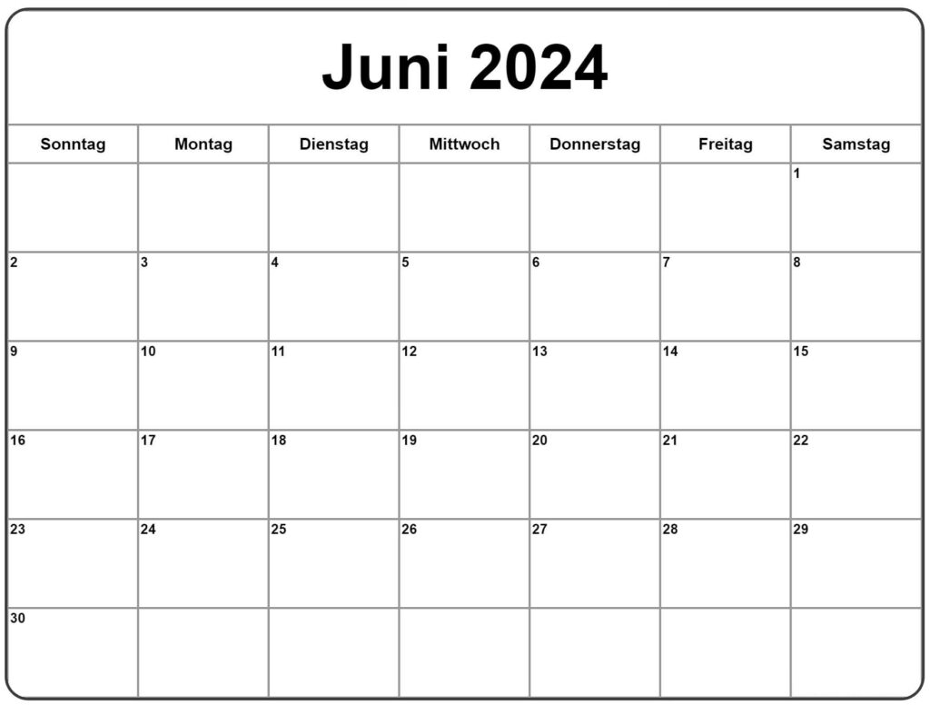 Juni 2024 Kalender