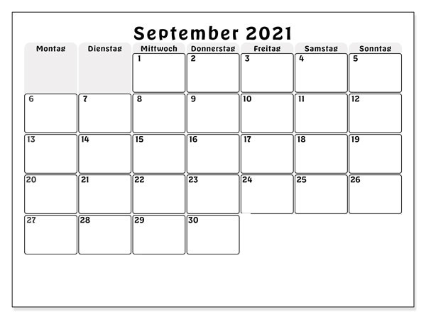 Kalender September 2021 Ausdrucken