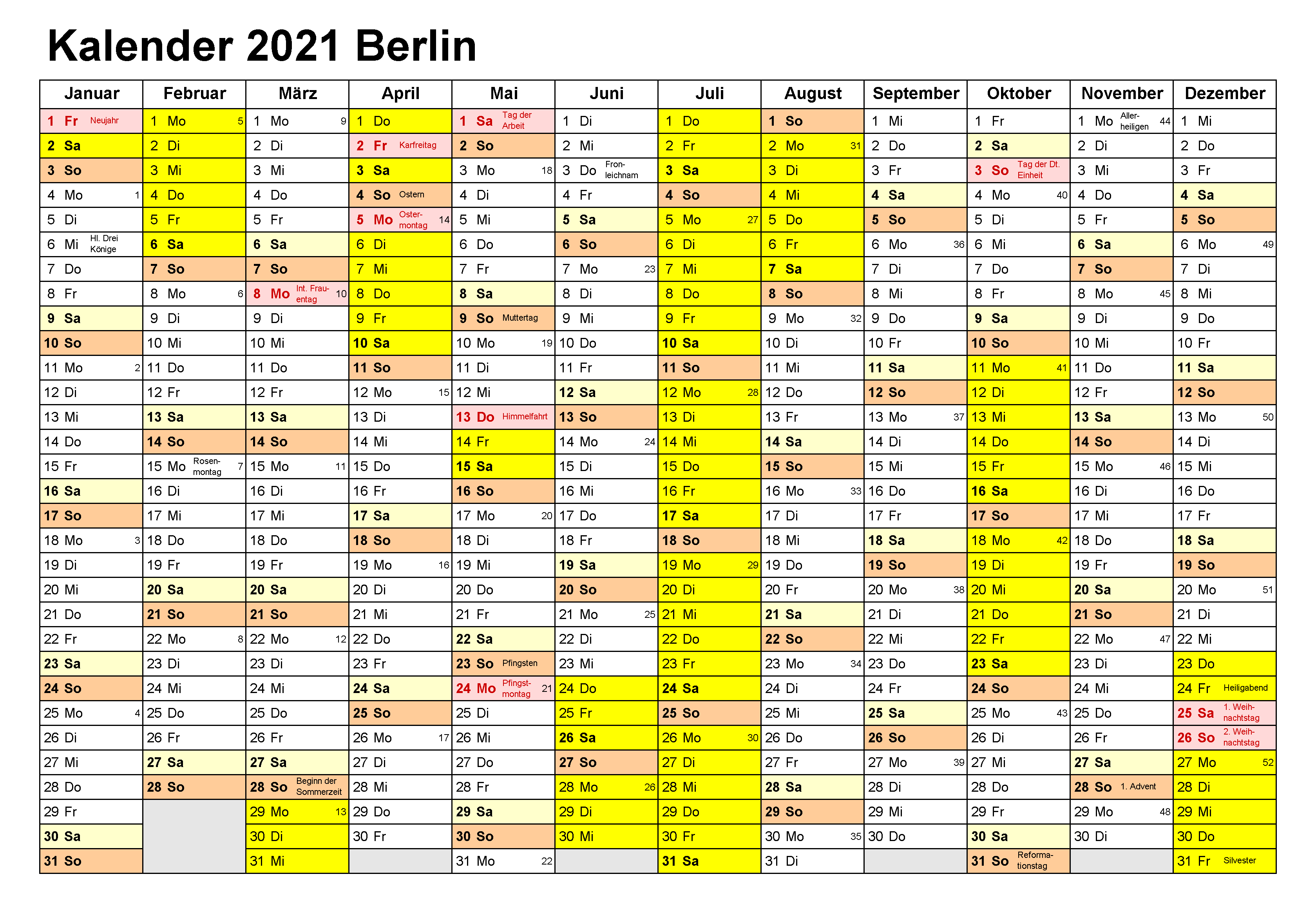Kalender Berlin 2021 Zum Ausdrucken