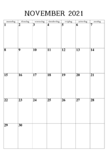 Monats November 2021 Kalender