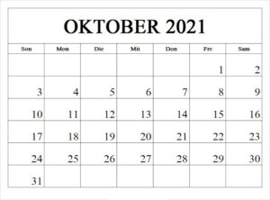 Kalender Oktober 2021 Ausdrucken