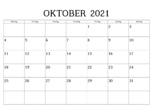 Kalender 2021 Oktober Zum Ausdrucken