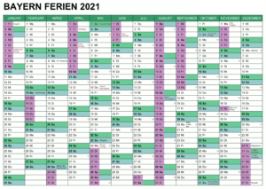 Sommerferien 2021 Bavaria Kalender PDF