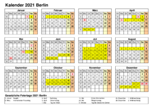 Sommerferien Berlin 2021 Excel Word