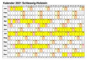 Sommerferien Schleswig-Holstein 2021 Kalender Excel Word