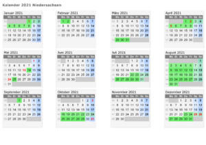Sommerferien Niedersachsen 2020 Kalender Excel Word