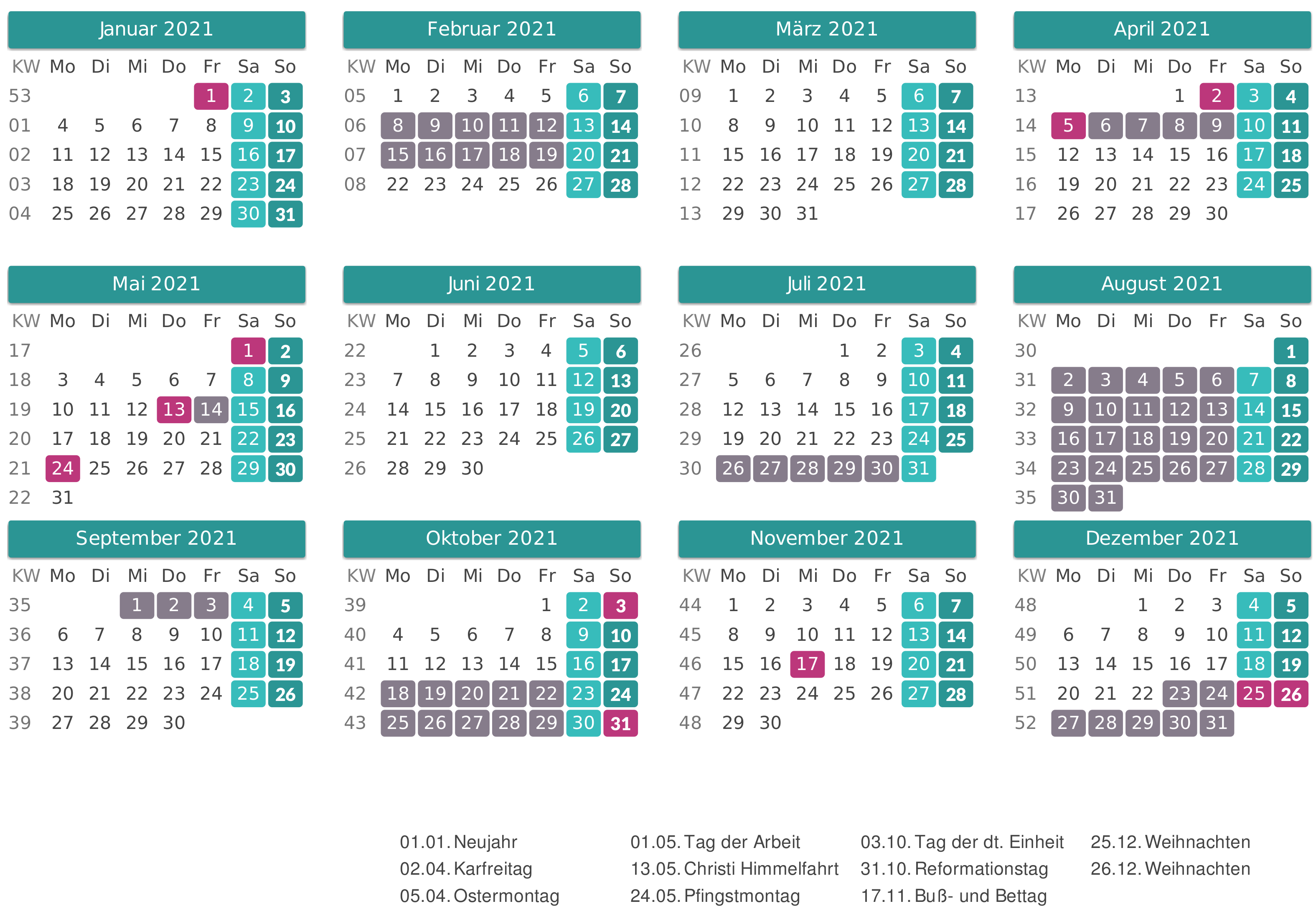 Kalender Sachsen 2021 Zum Ausdrucken