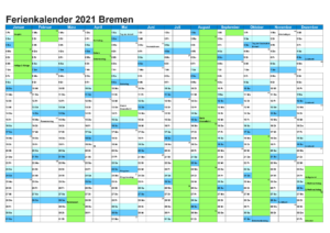 Sommerferien 2021 Bremen Kalender PDF