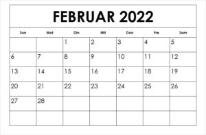 Frei Kalender Februar 2022 Ausdrucken
