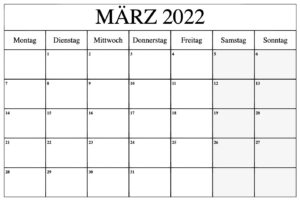 Kalender März 20212 Ausdrucken