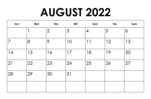August 2022 Kalender PDF