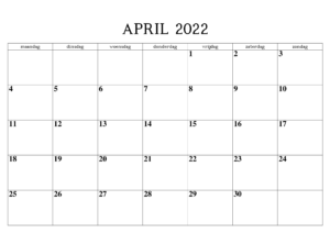 Frei April 2022 Kalender Ausdrucken
