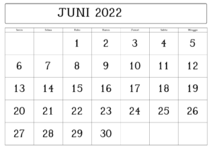Juni Kalender 2022 Zum Ausdrucken
