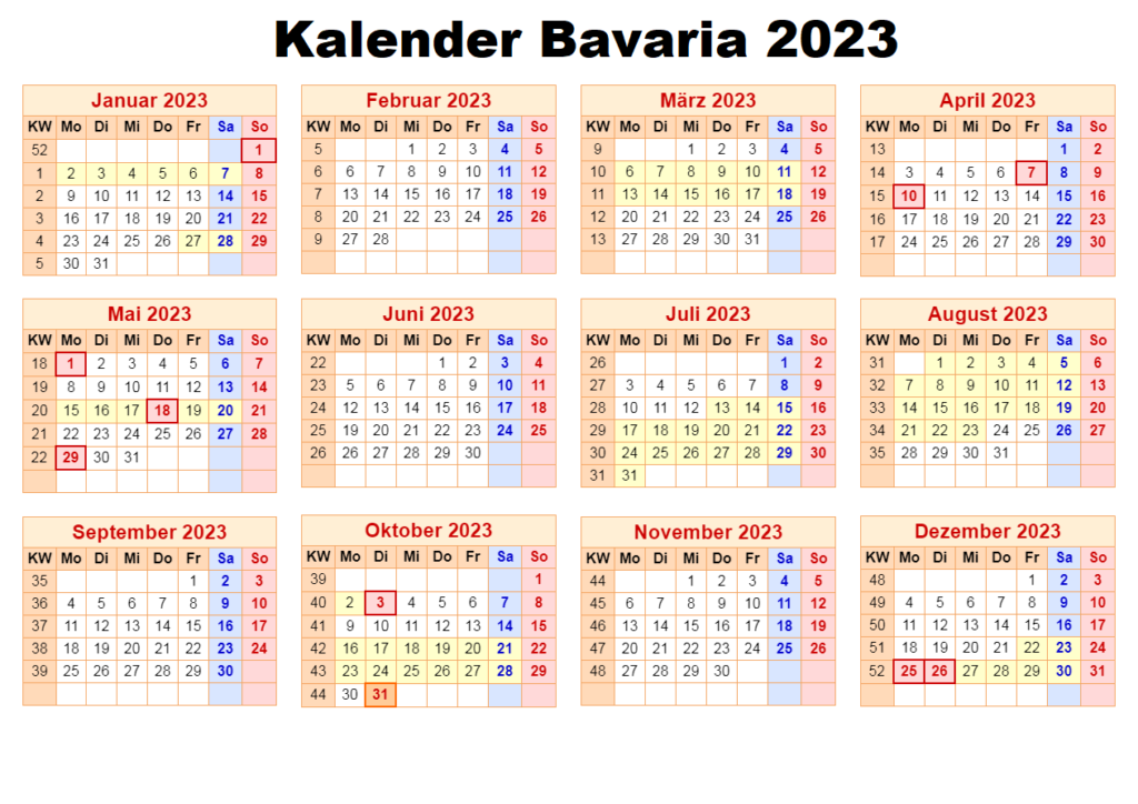 Kalender Bavaria 2023 Zum Ausdrucken