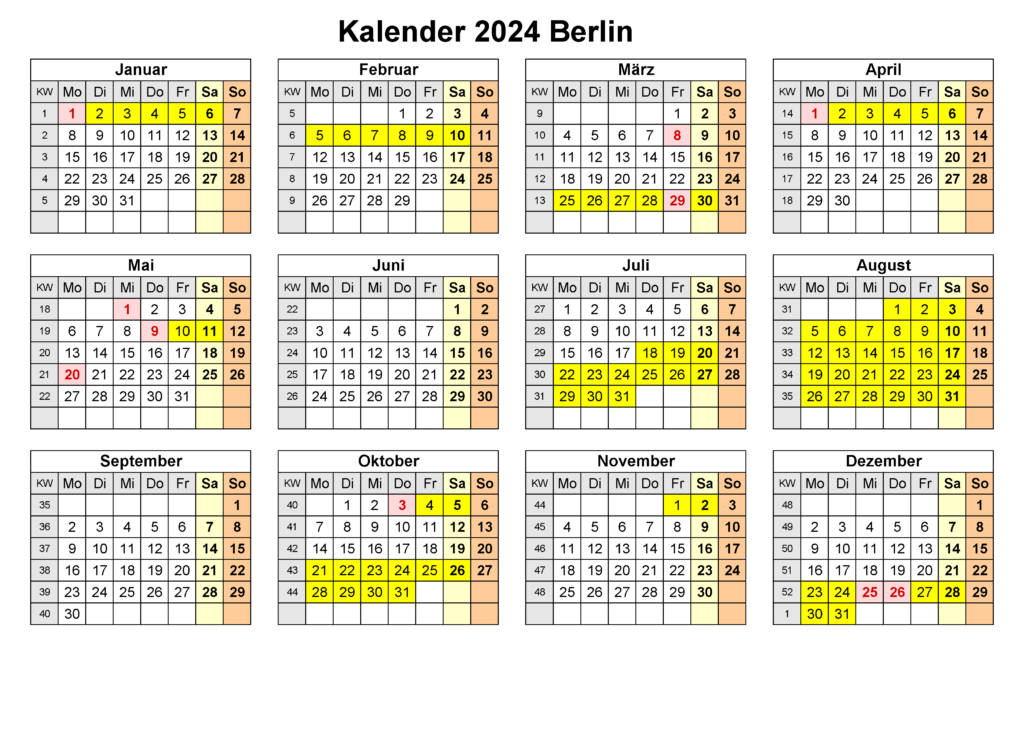 Feiertagen 2024 Berlin Kalender