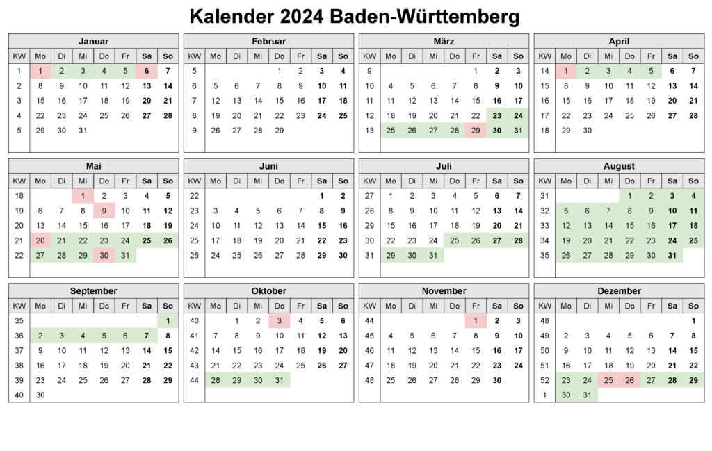 Sommerferien 2024 Baden-Württemberg PDF